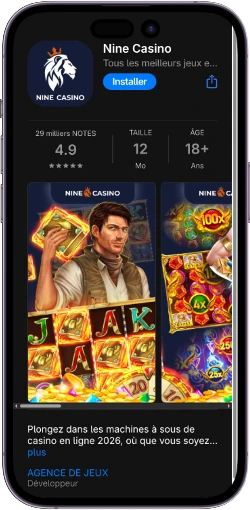 Nine Casino app iOS Android téléchargement officiel