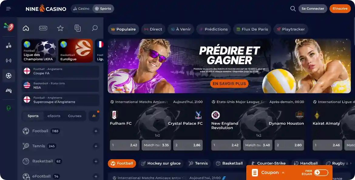 Nine Casino sport paris en direct événements internationaux